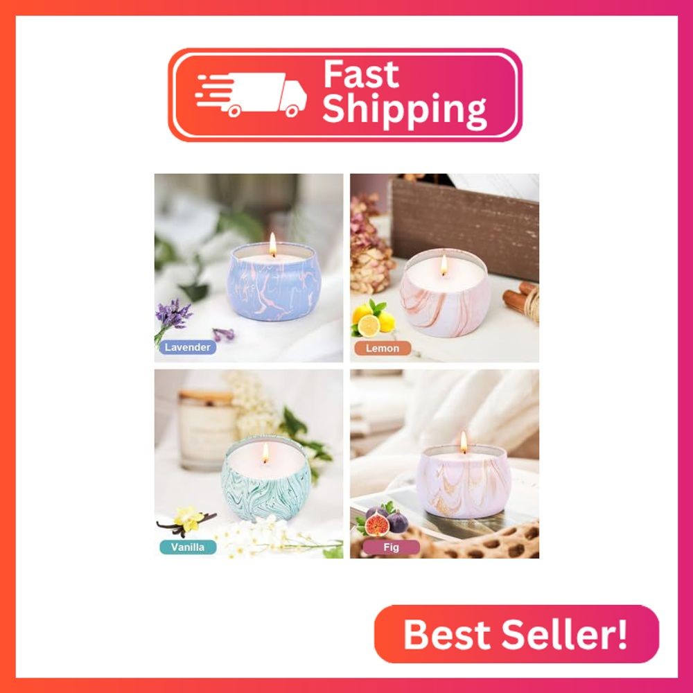 Candles Gifts for Women, Aromatherapy Candle Set, 17.6 oz 4 Pack Vanilla Lemon F