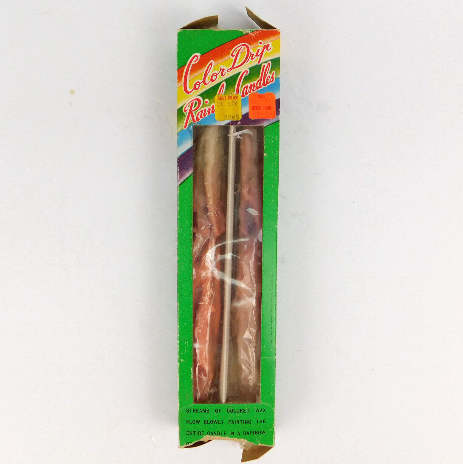 Vintage COLOR DRIP RAINBOW CANDLES – 2 pack of 12 Inch -Hong Kong NOS