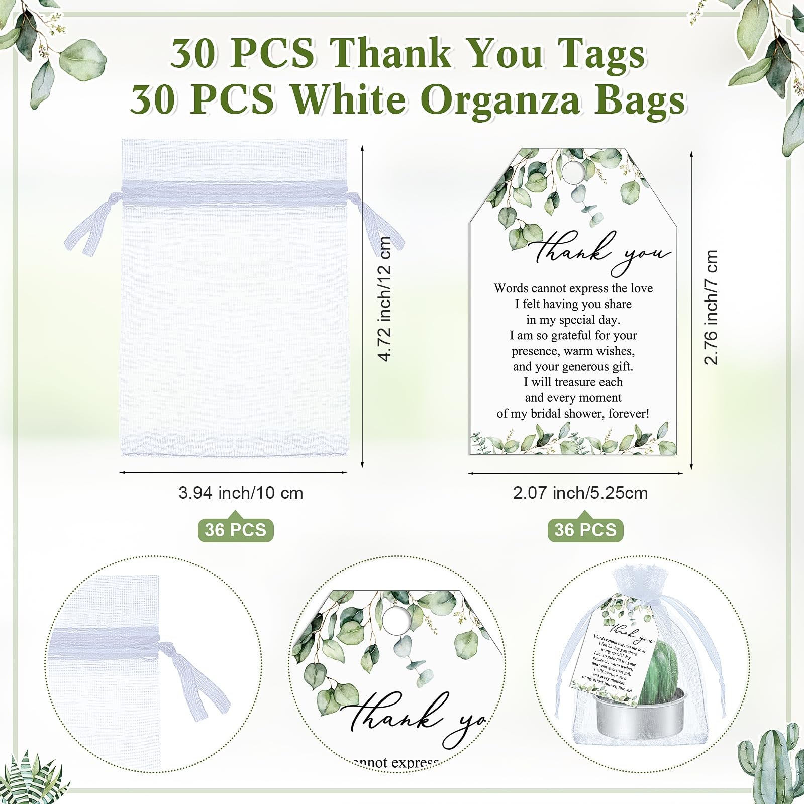 30 Sets Bridal Shower Favors for Guests Bulk Mini Succulents Tealight Candles…