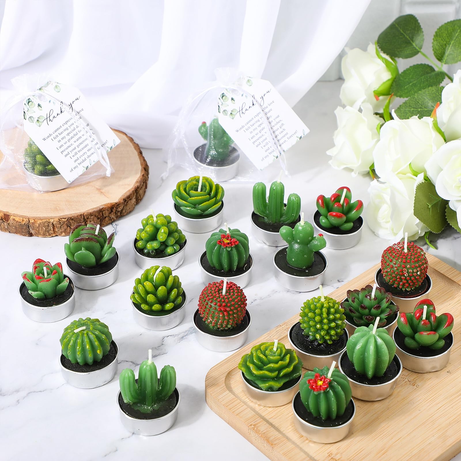 30 Sets Bridal Shower Favors for Guests Bulk Mini Succulents Tealight Candles…