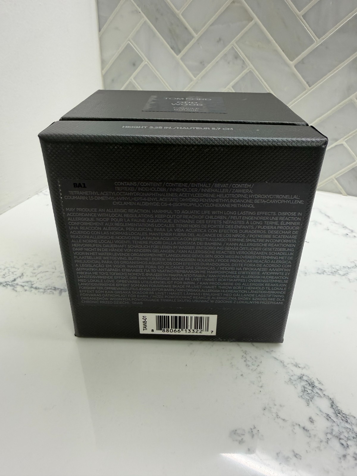 Tom Ford Oud Wood Candle, Full Size 2.25in/5.7cm, New Authentic