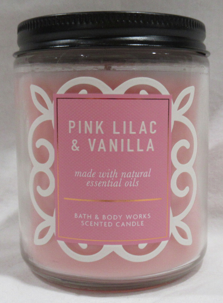 Bath & Body Works Scented Mason Jar Candle 1-wick 25-45 hrs PINK LILAC & VANILLA