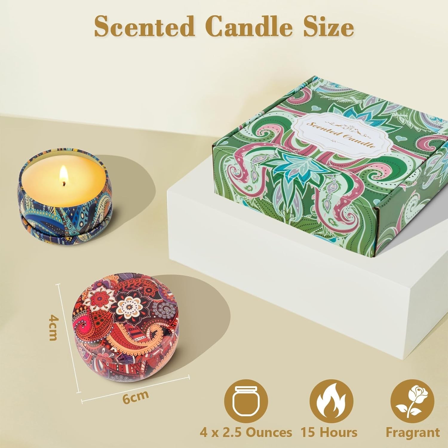 4-Pack Aromatherapy Scented Candles Gift Set For Women 10oz 100 Hours Birthday