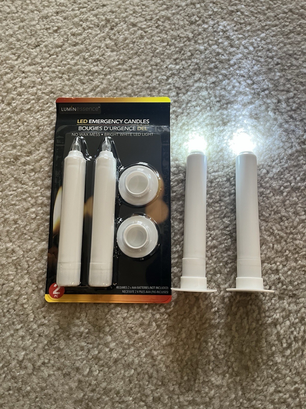 2/Pk x2 (4candles) Emergency LED Candles 5in’ 200 Hours Requires Batteries AAA