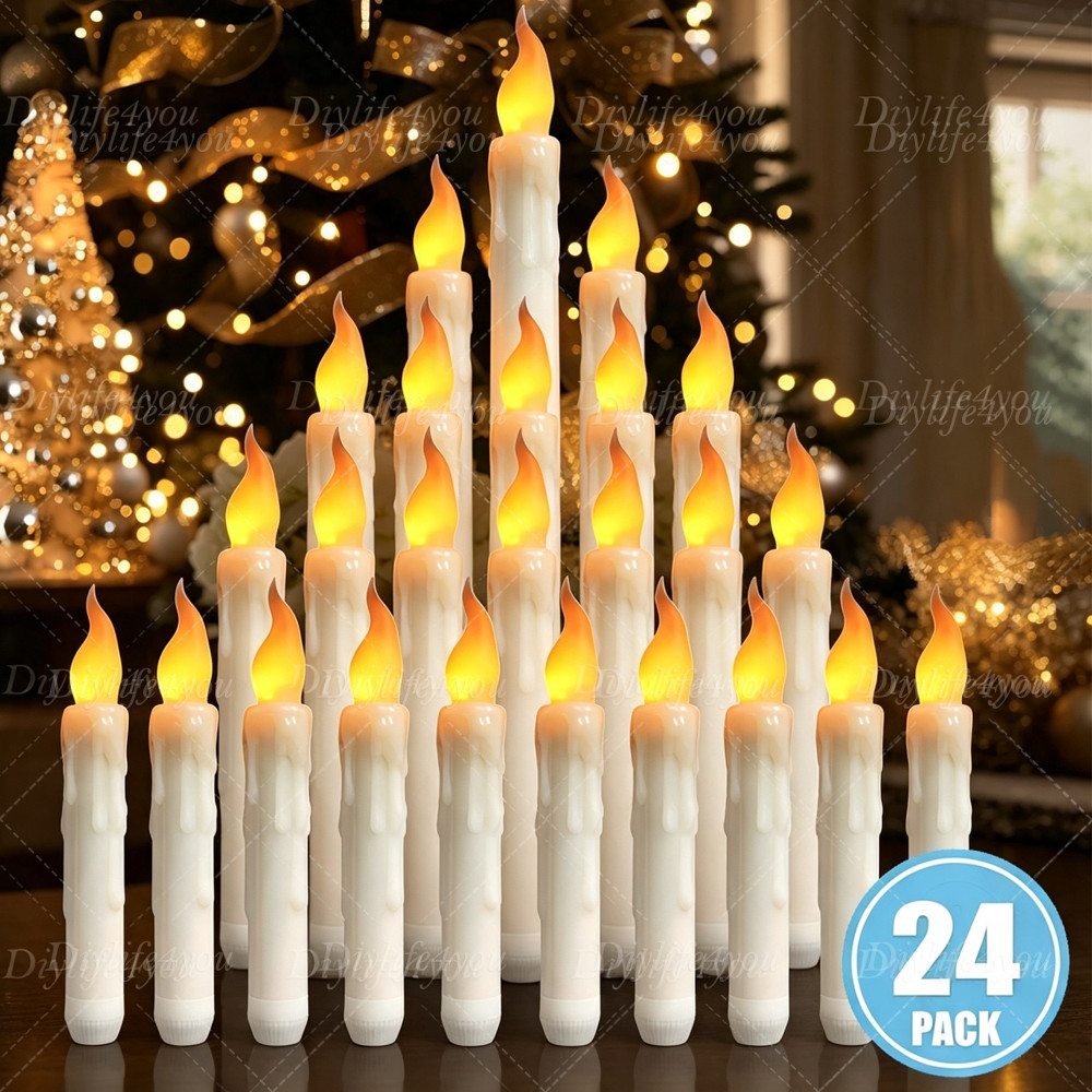12PCS LED Flameless Flickering LED Taper Candles Battery Operated US Stock