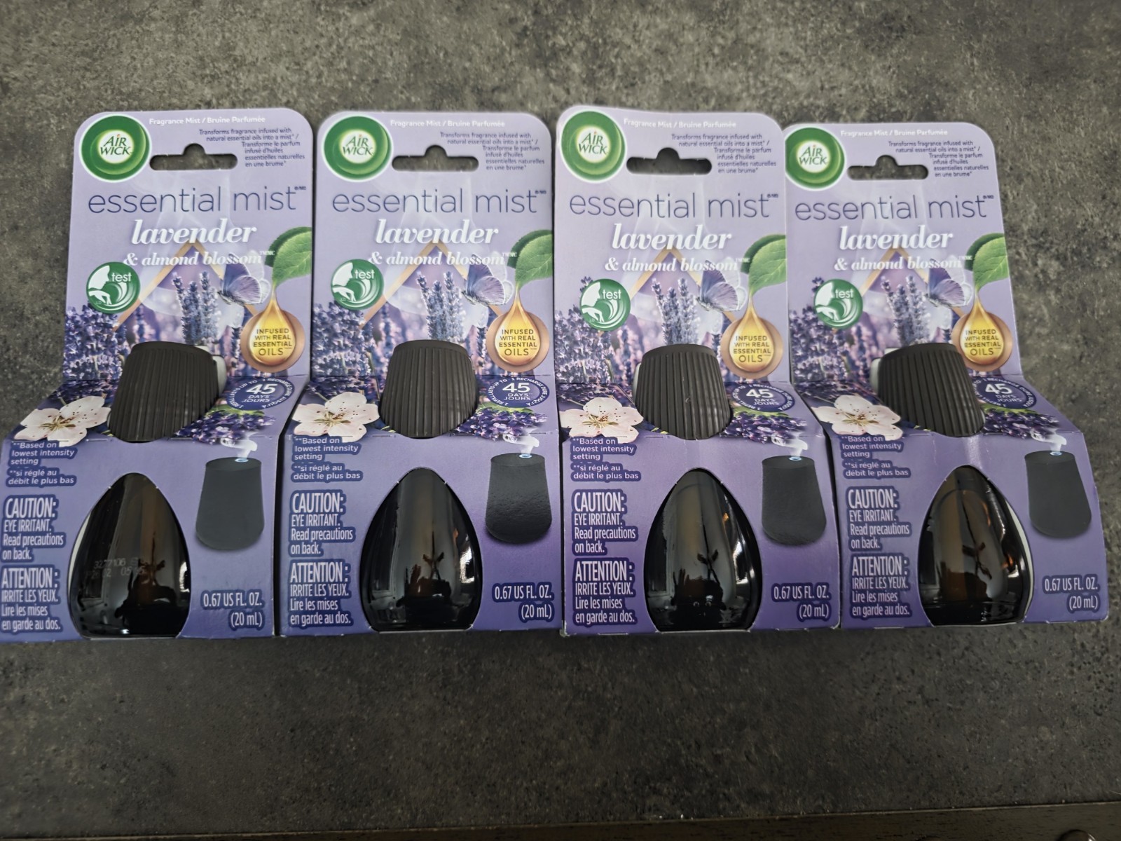 Lot of 4: Air Wick Essential Mist Refill Lavender & Almond Blossom 0.67 OZ