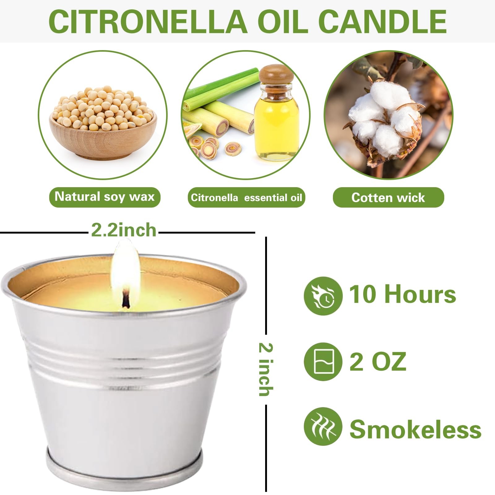 Citronella Candles Outdoor, 12 Pack Citronella Candle Set Made with Citronella O