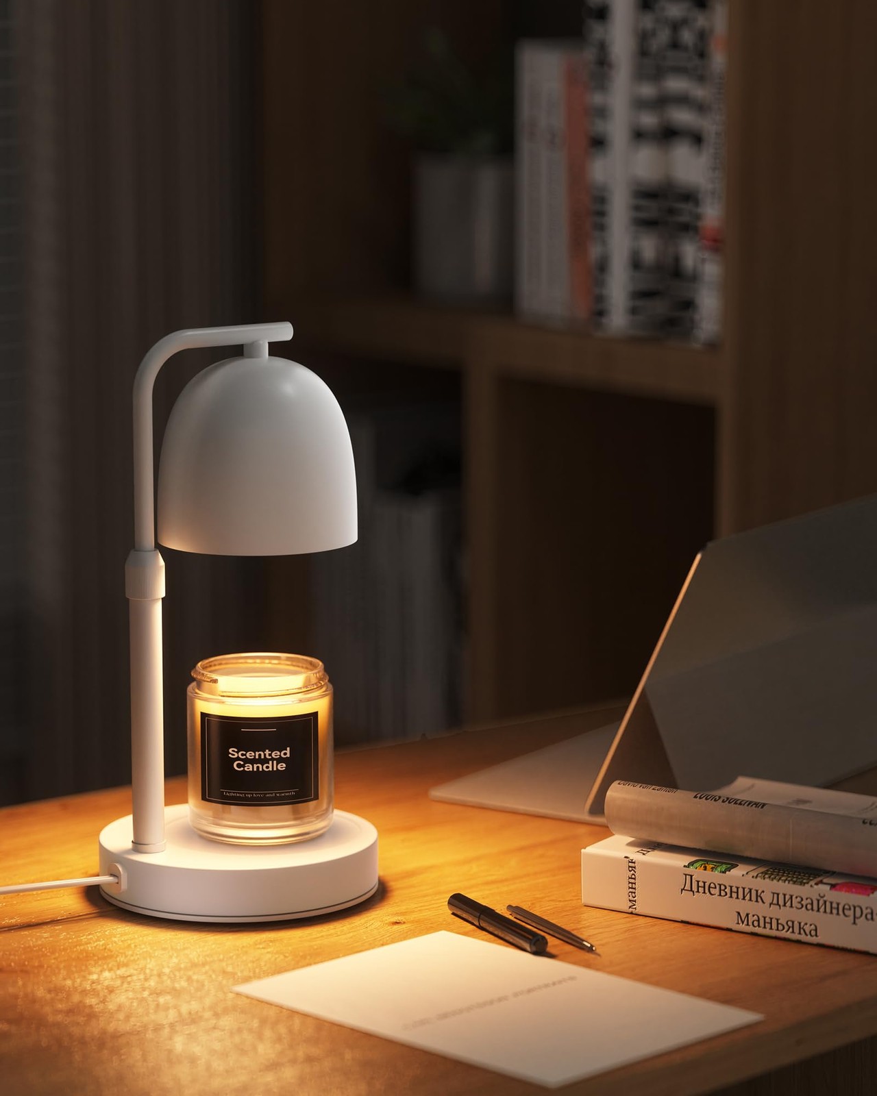 Candle Warmer Lamp with Timer & Dimmable, Adjustable Height White Candle Warm…