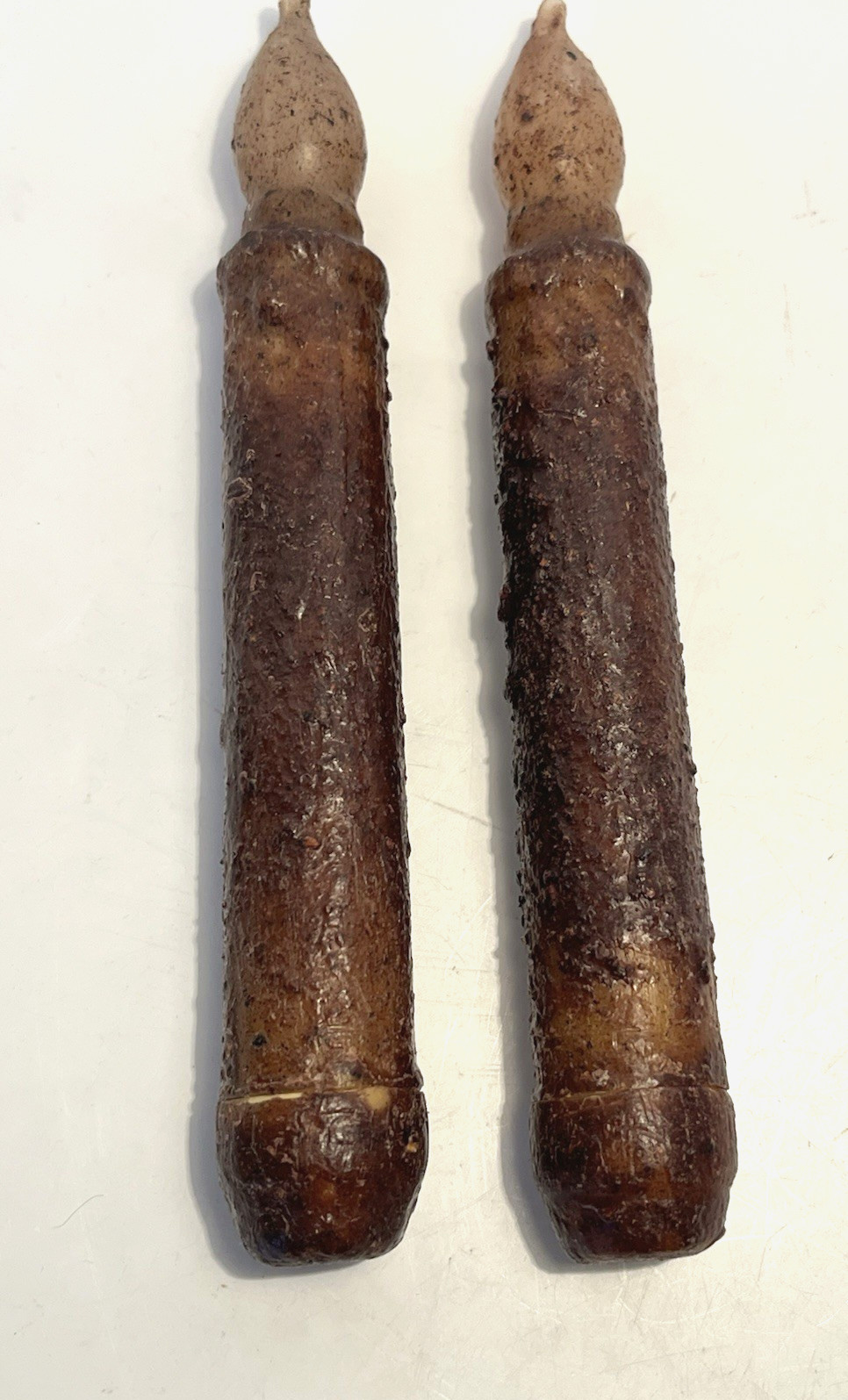Primitive Dipped Taper Candle Battery Operated BROWN 6.5″ SET OF TWO