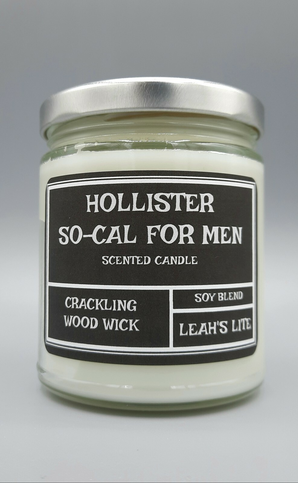 Wood wick * HOLLISTER SO-CAL TYPE * scented * Leah’s Lite Candle Co 9OZ