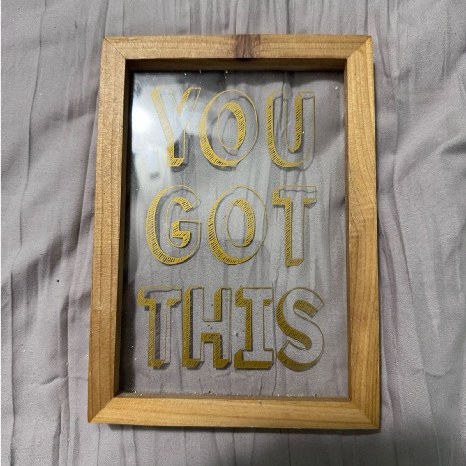 Target Wooden Framed Art with Gold Text