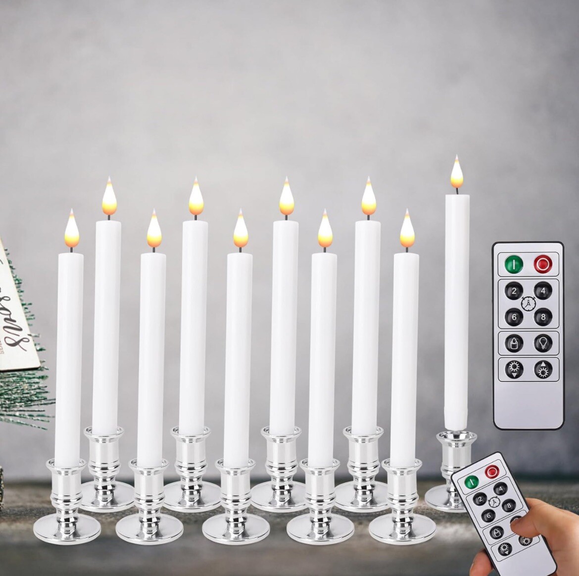 Bociks Warm Flameless LED Candle – Silver Pack of 10 .AAA Batteries Not Included