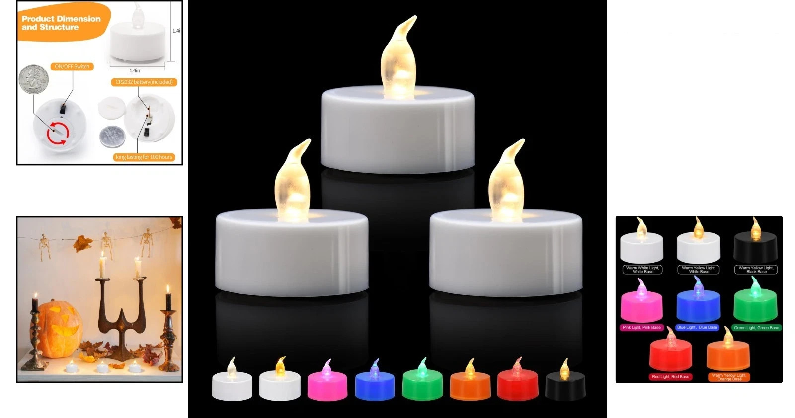 Realistic Flickering LED Tea Lights – 12 Pack of Safe Battery Operated Candles
