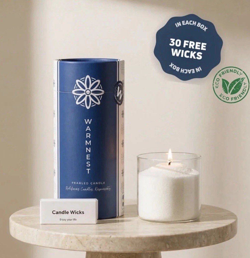 New Warmnest Pearled Black Sand Candle Kit Bundle(2) 120 Hours Burntime W/Wicks