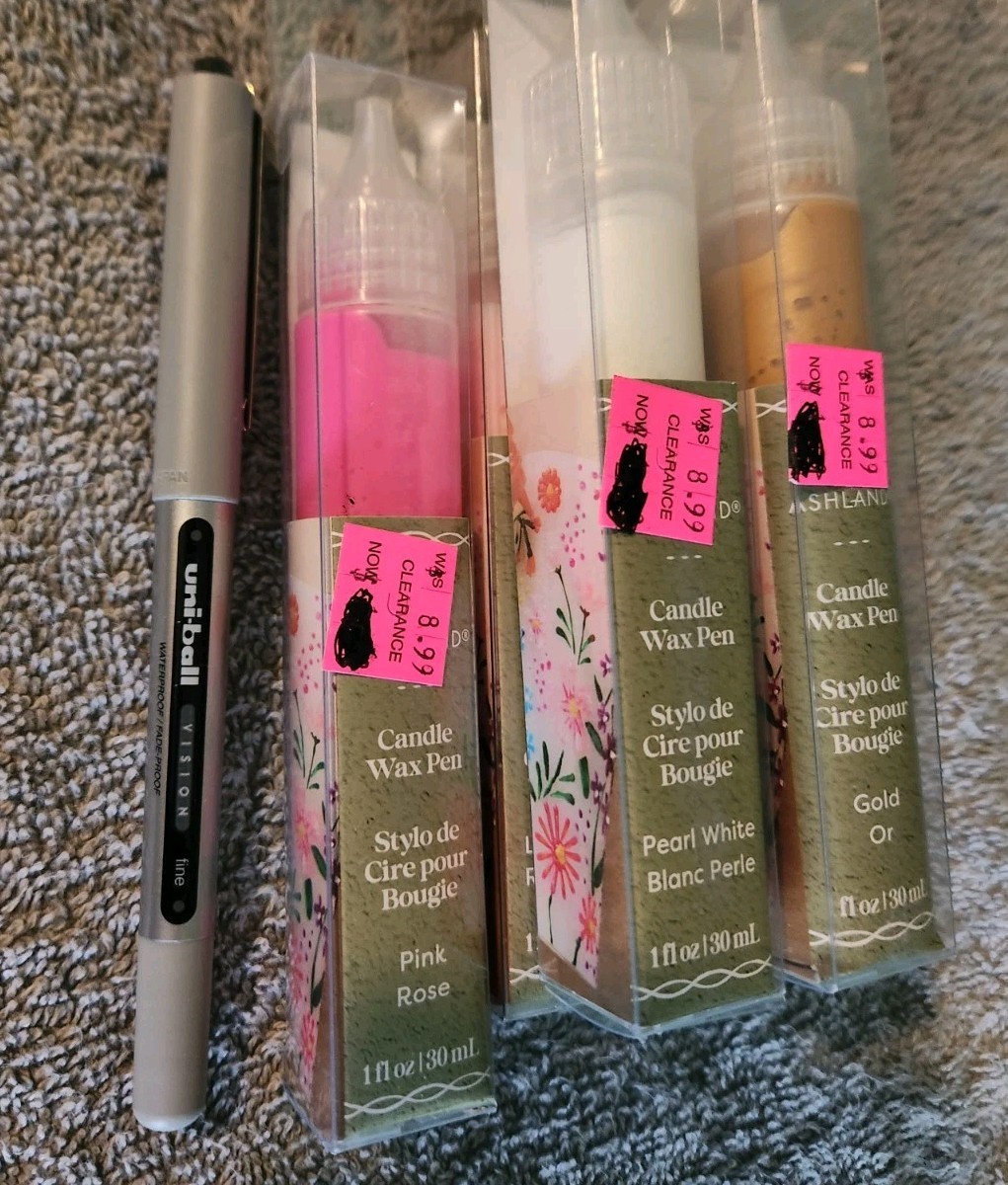 Ashland Candle Wax Pens Crafting Supplies 6 Unopened Wax Pens Pink/Yellow/Silver