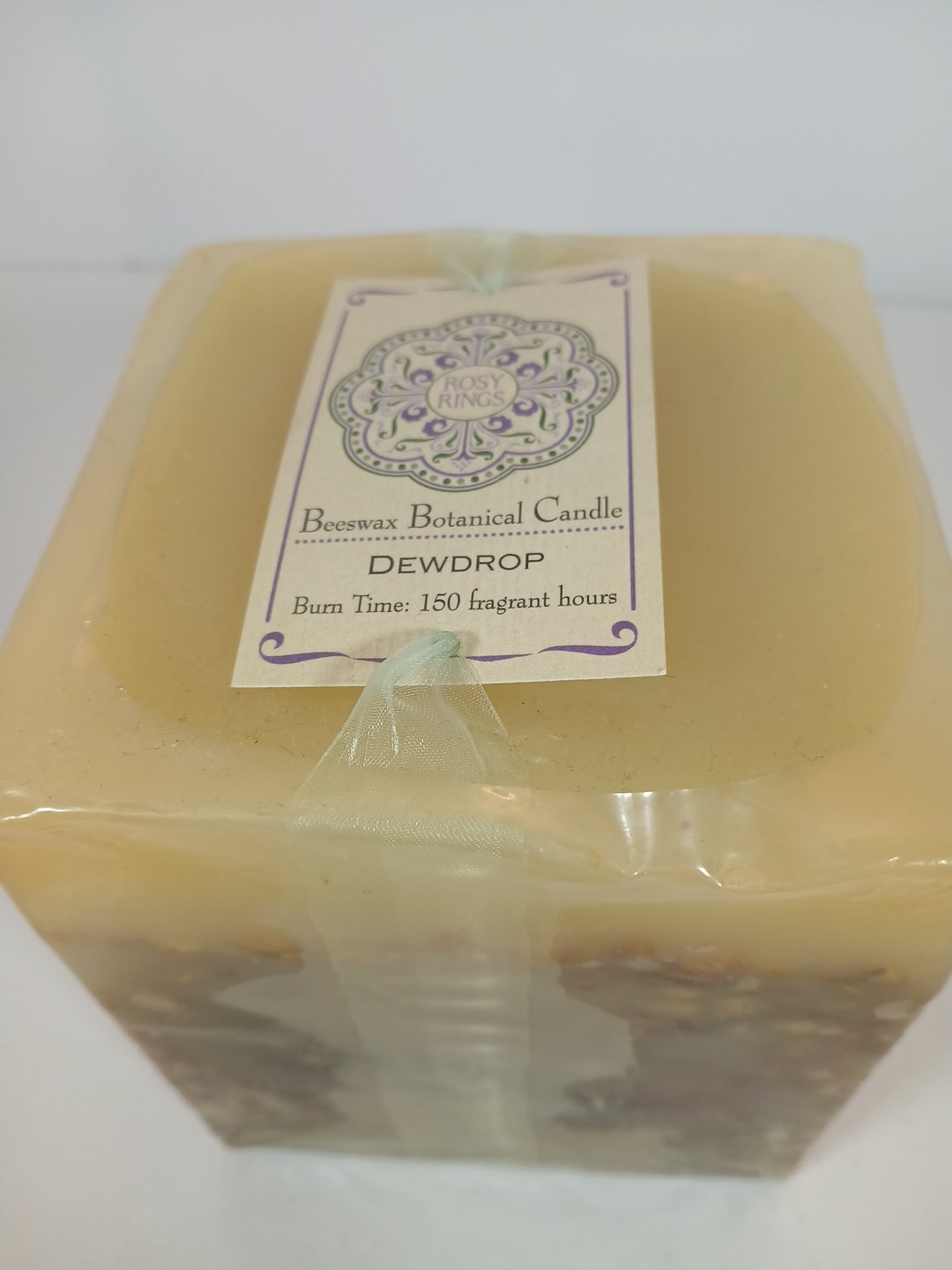 NEW Rosy Rings Square Botanical “Dewdrop” Candle 150 Hours