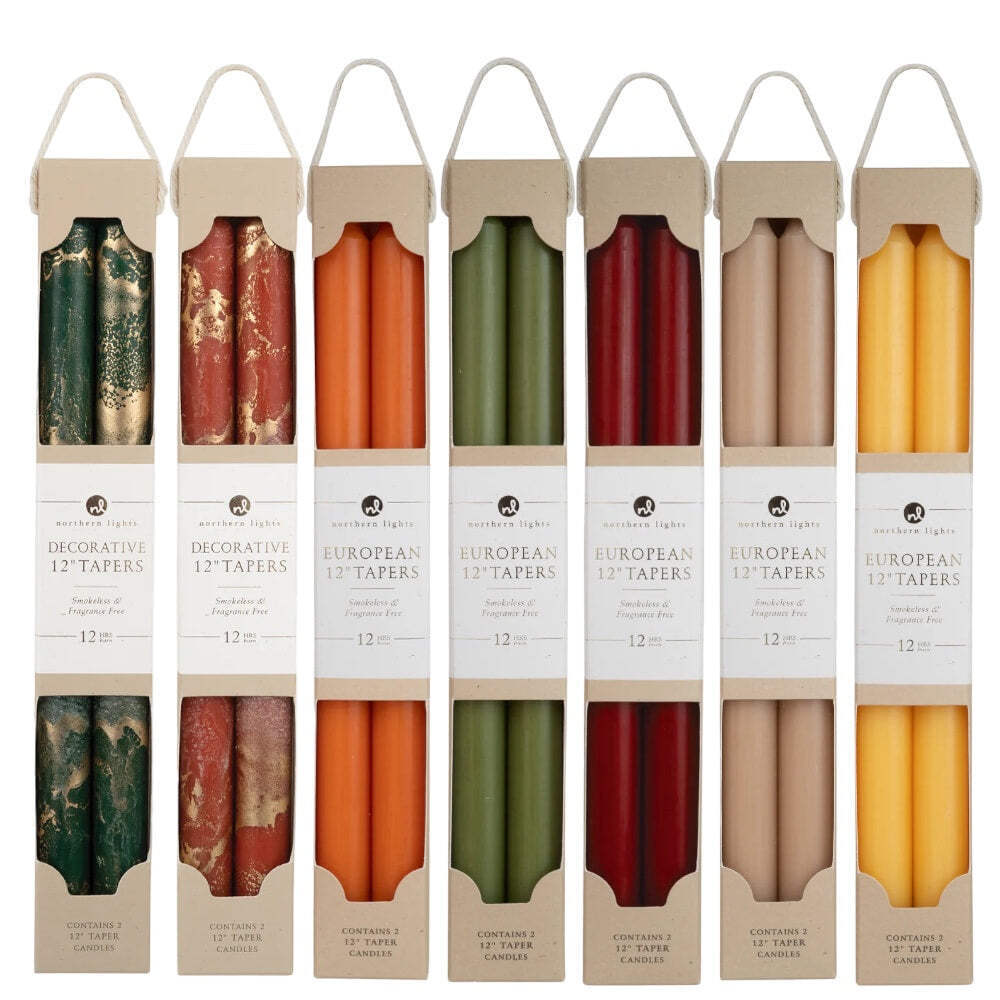 12” Decorative Taper Candle 2-Packs