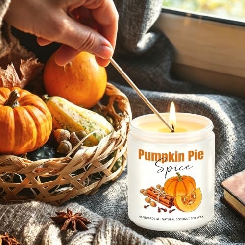 Pumpkin Cinnamon Spice Jar Candle Fall Scented Soy Wax 50 Hour Home Decor Gift