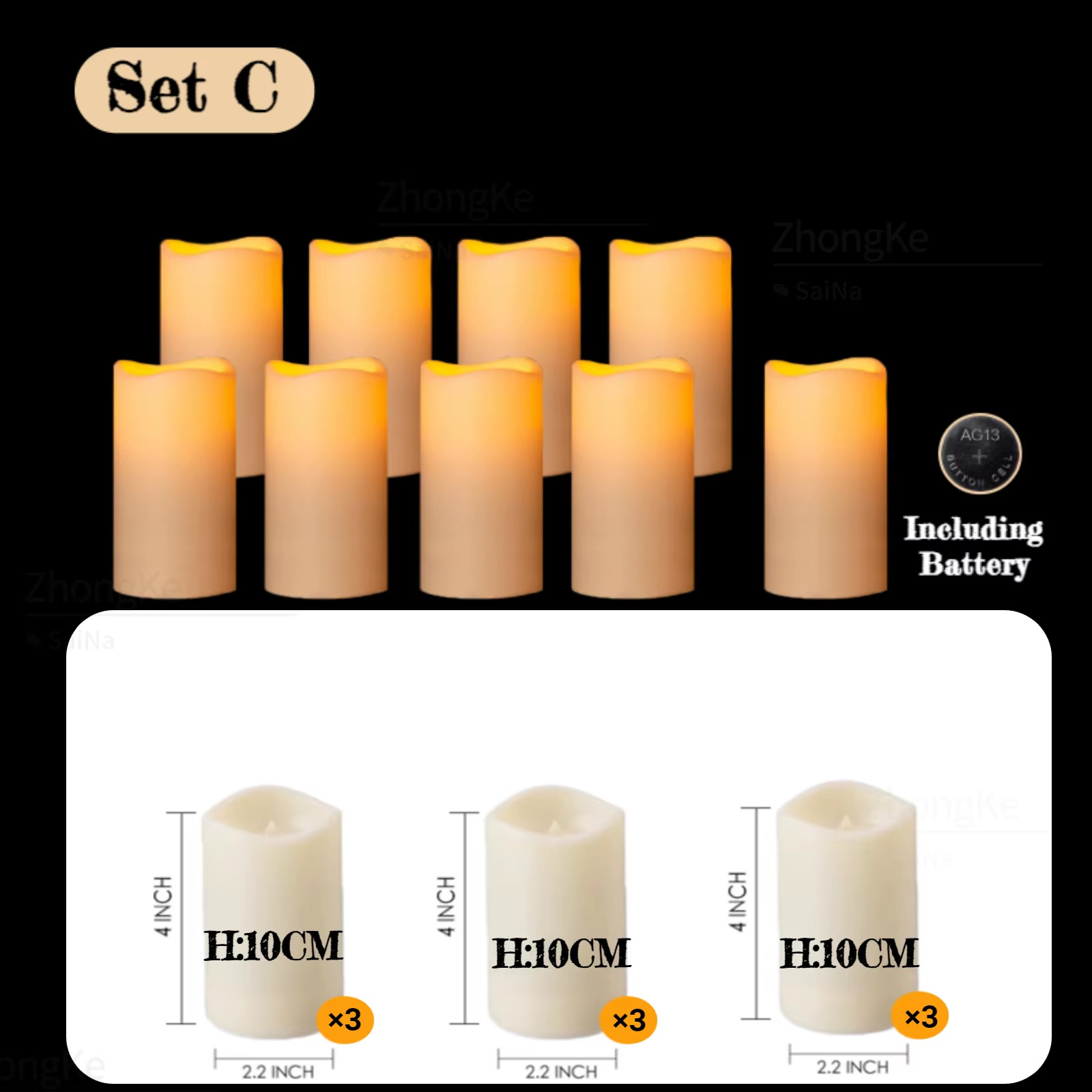 9-180Pcs LED Candles with Flickering Flameless Candles Battery Operated Pillar C
