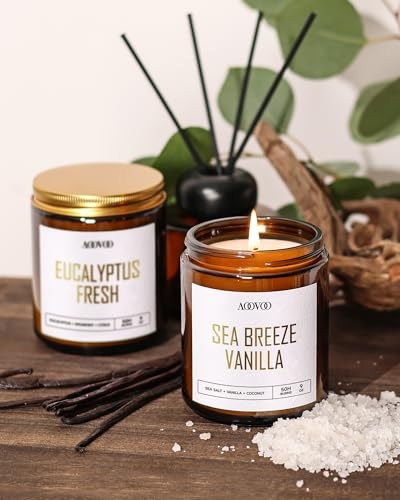 4PC Scented Candle Set 36oz Soy Wax Lavender Vanilla Eucalyptus Sage Gift Box