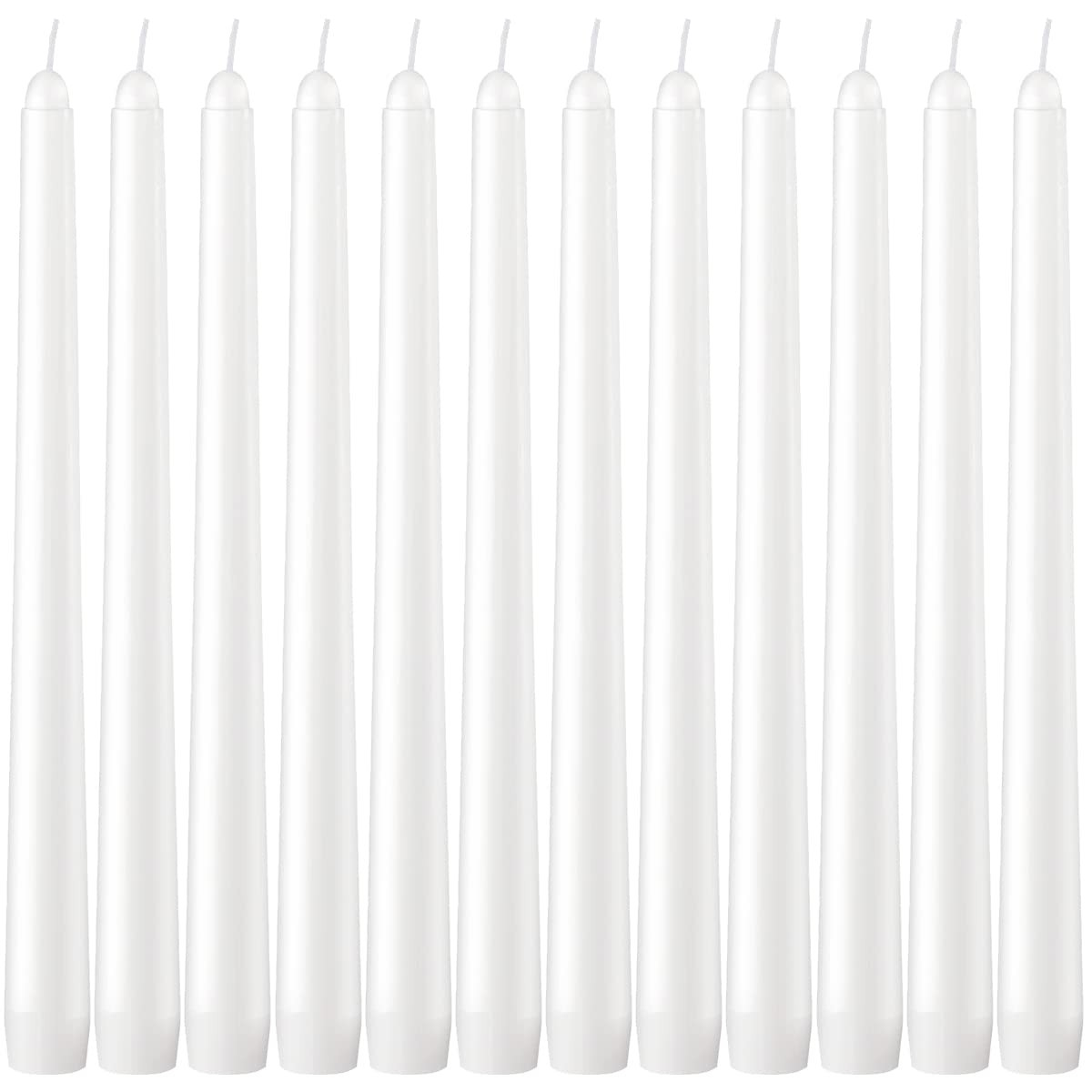 Dripless Taper Candles Unscented White Long Burning 10 Inch Tall 12 Pack