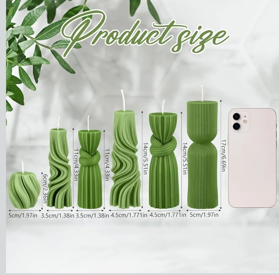 Threlaco 6 Pcs Pillar Candles Decorative Modern Aesthetic Ribbed Candle Set C…