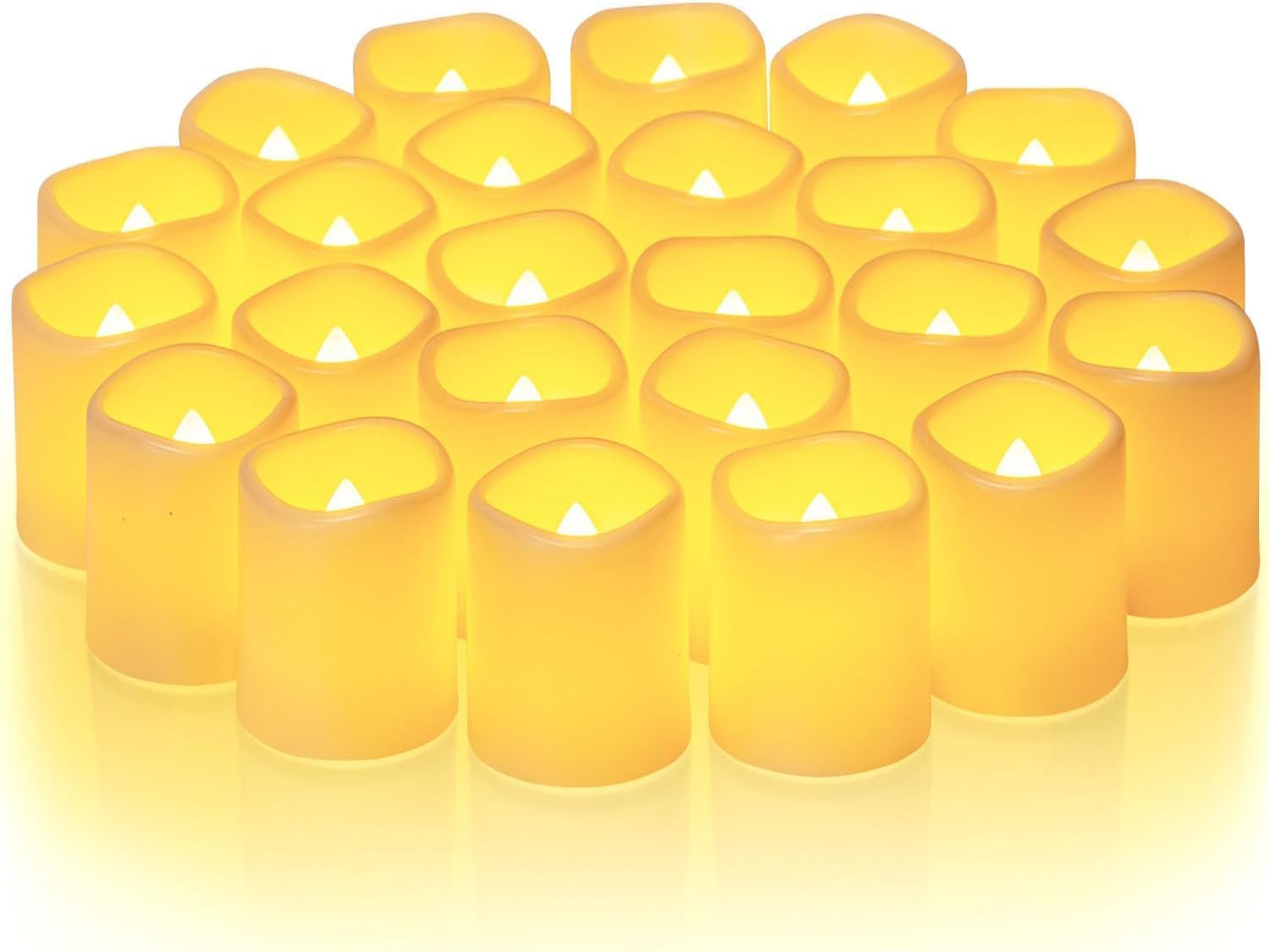Homemory 24Pack Flickering Flameless Votive Candles,200+Hour Electric Fake