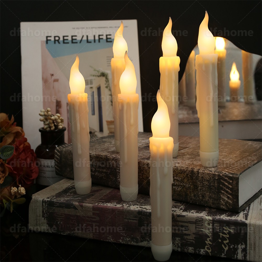 12PCS Battery Operated Flameless LED Taper Candles light Christmas Window Candle