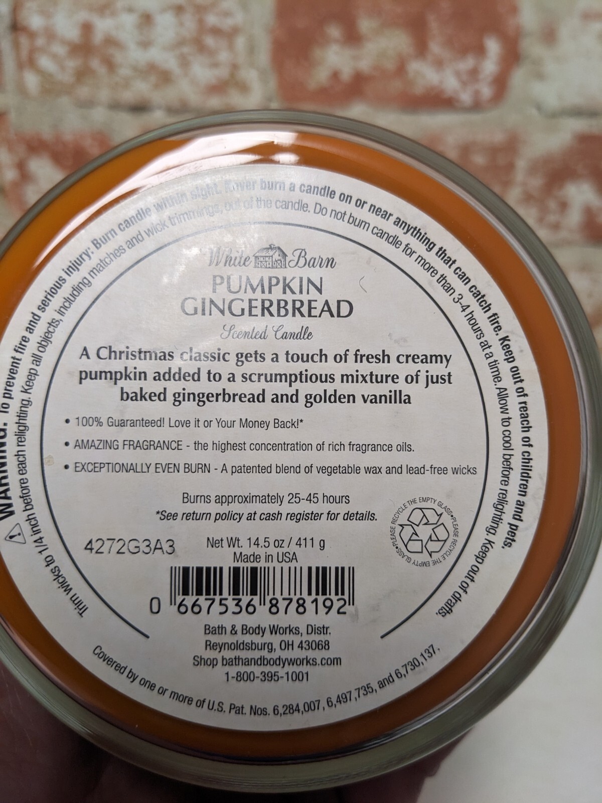 Bath & Body Works PUMPKIN Gingerbread Candle 3 Wick Large Size 14.5 oz Rare Z