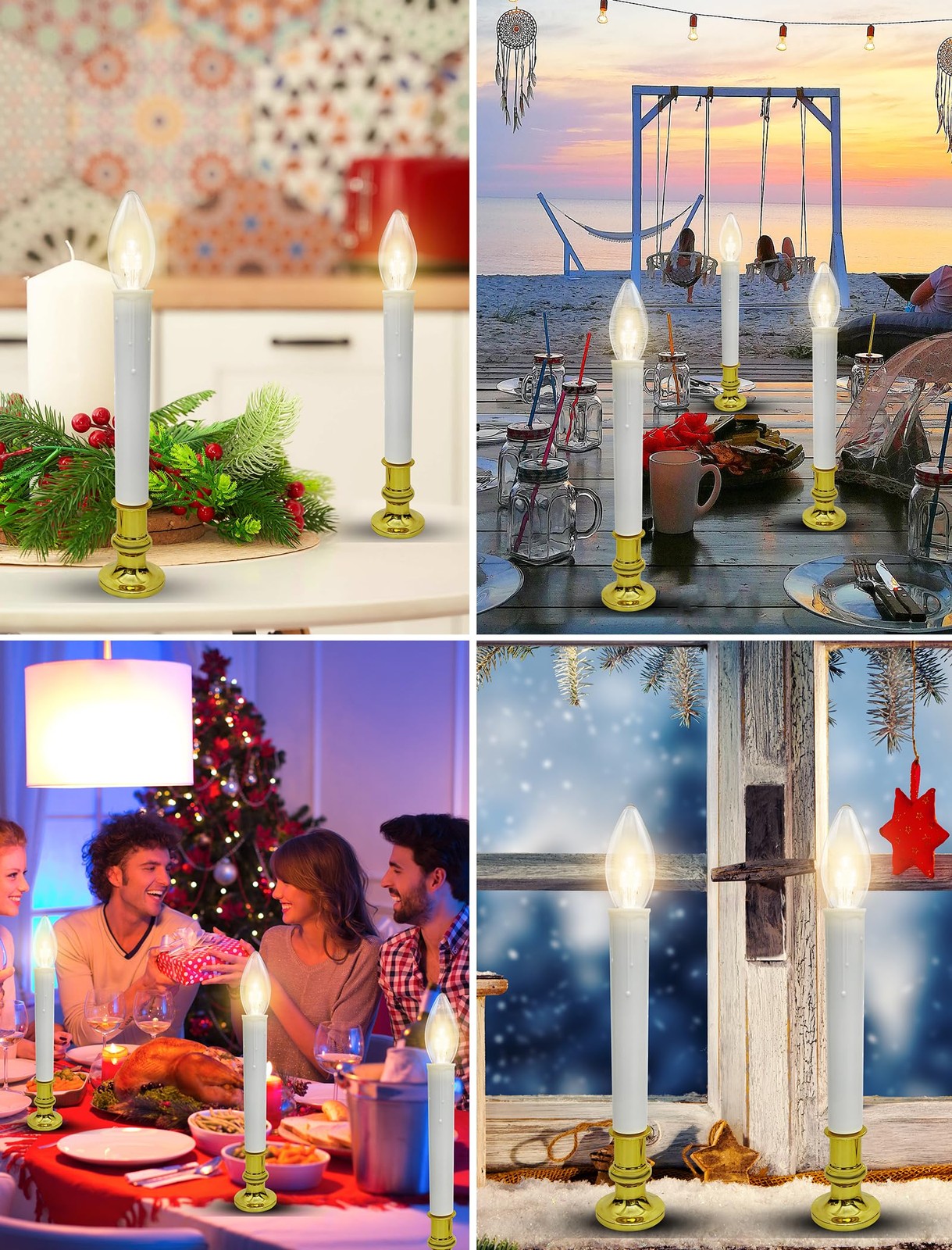 Xingzd 4PK LED Window Candles 7.75″ Christmas Candle Lamp