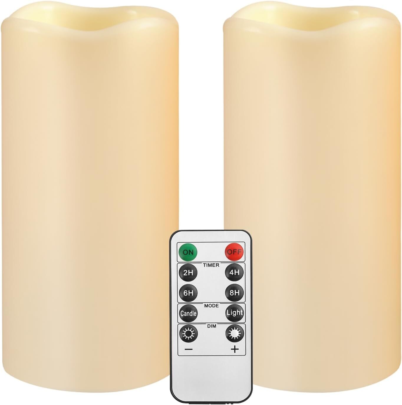 Large Outdoor Waterproof Flameless Candles with Remote ControlD3 X H5.5 Bat