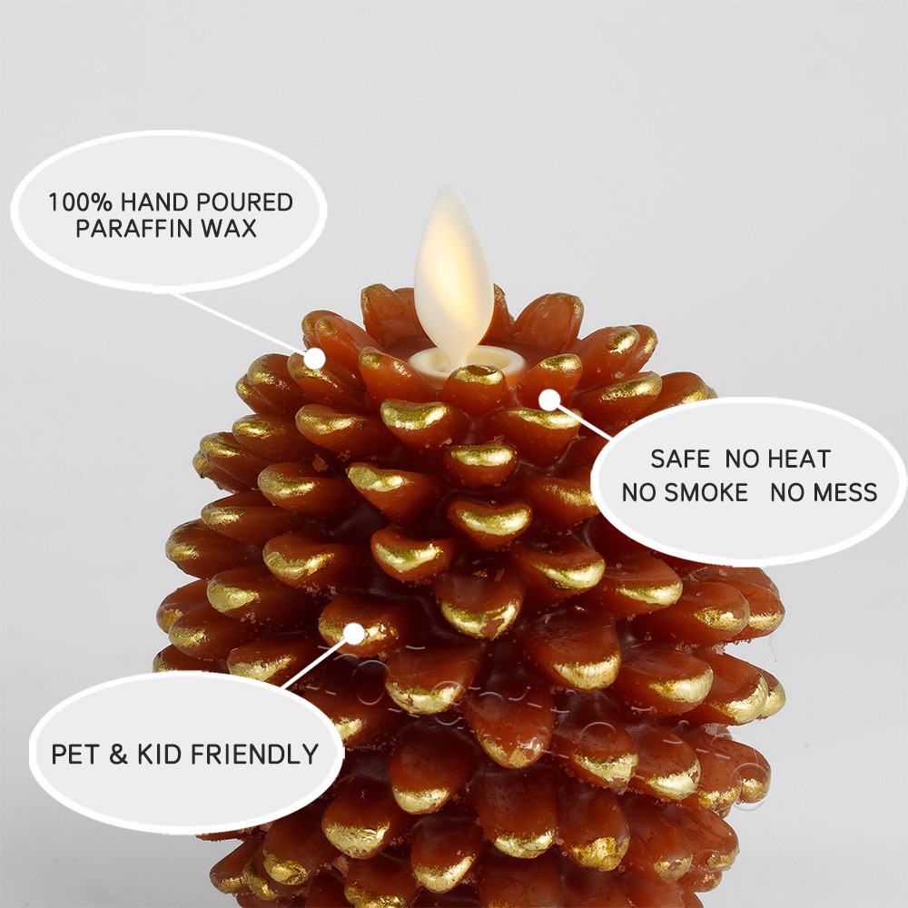 Luminara Flameless Paraffin Wax Battery Candles w/Moving Wick Remote Brown 4.3″H