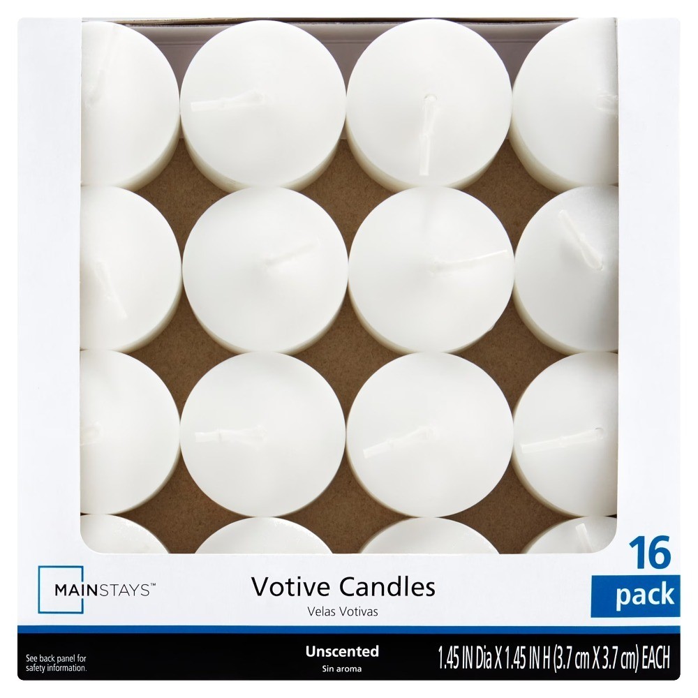 White Unscented Votive Candles 16 Count Pack