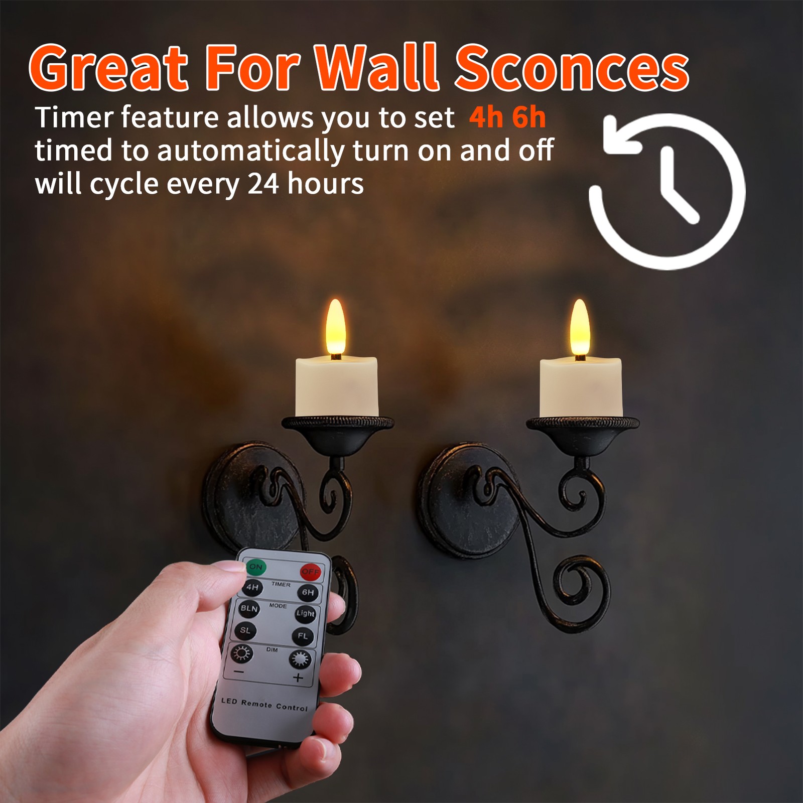 6/12x Rechargeable LED Tea Lights Flickering Flameless Candles with Timer Remote