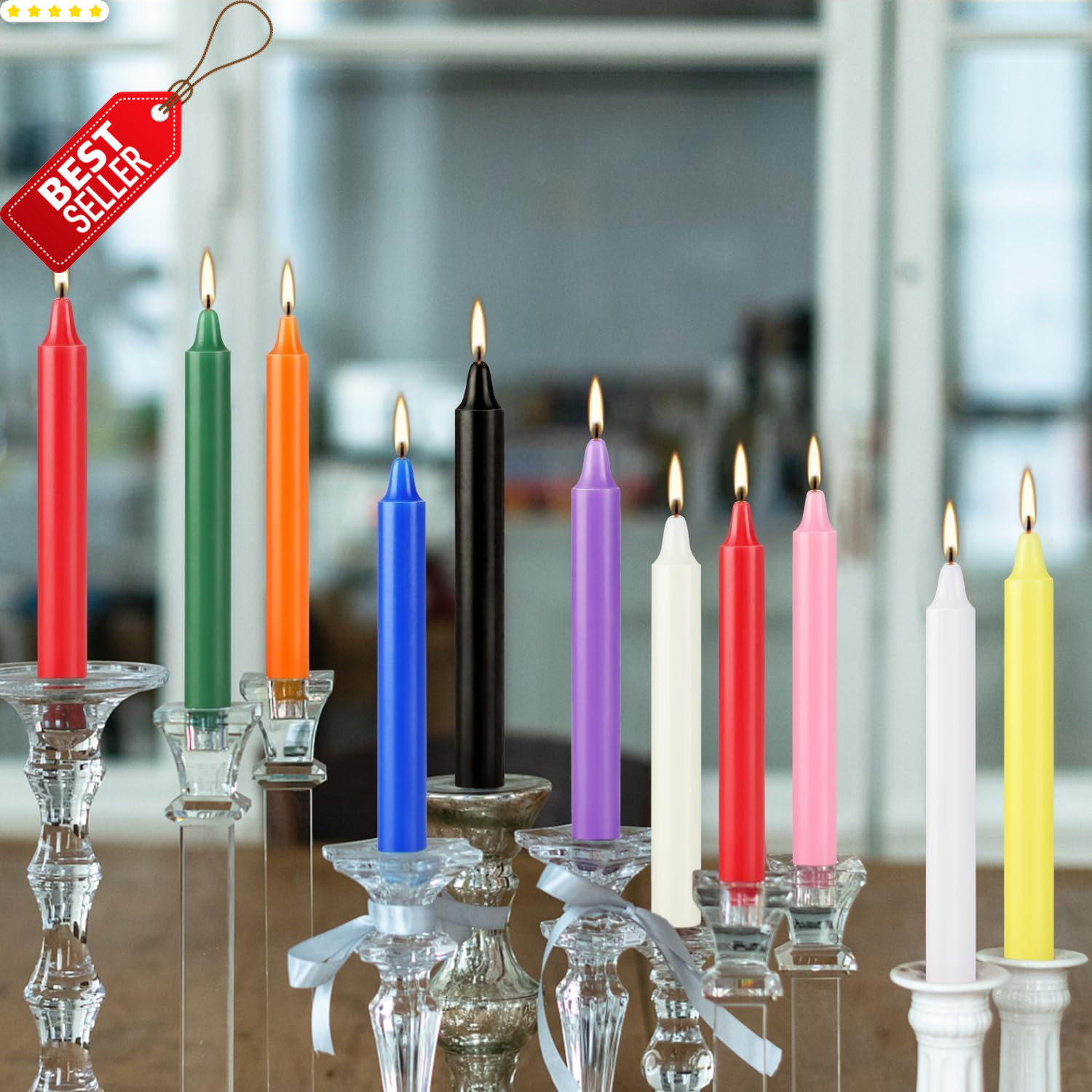 40 Pack Spell Chime Candles-4 Inch Multi-Colored Taper Candles Sticks-For Home D