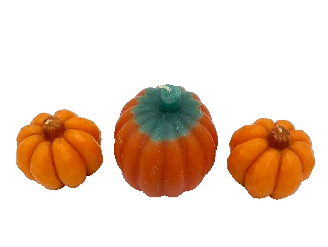 3 pumpkin shape Candles wax Halloween Farmhouse Fall Harvest Farmhouse Décor NEW