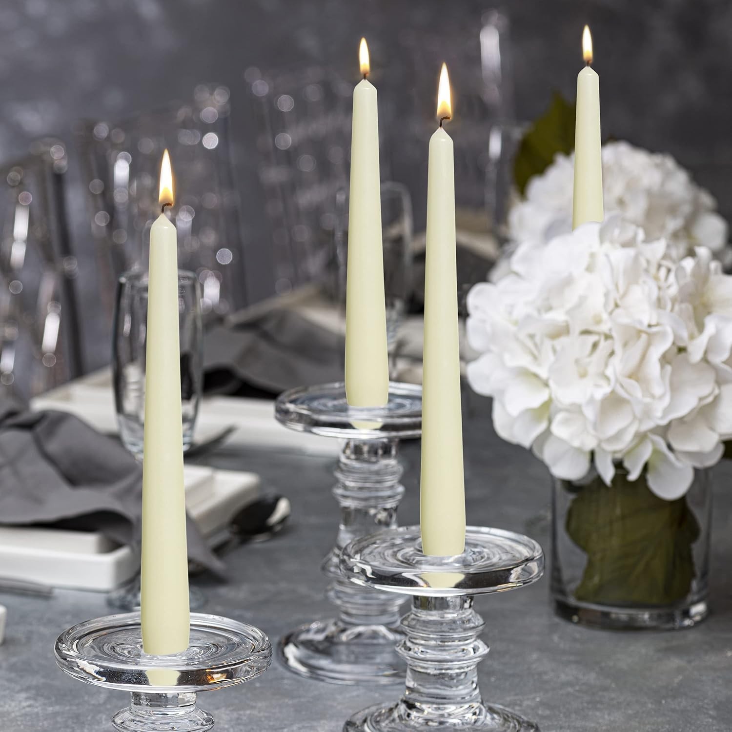 Long Burning Dripless Candles – 10″ Ivory Wax 30 Pack