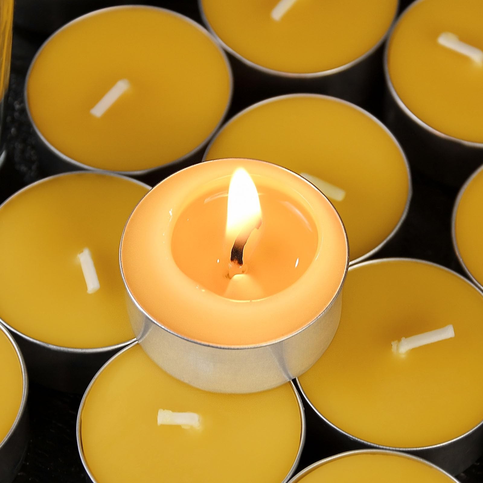 48 Pack Beeswax Tealight Candles Bulk,Pure Natural Bees Wax in Aluminum Shell…