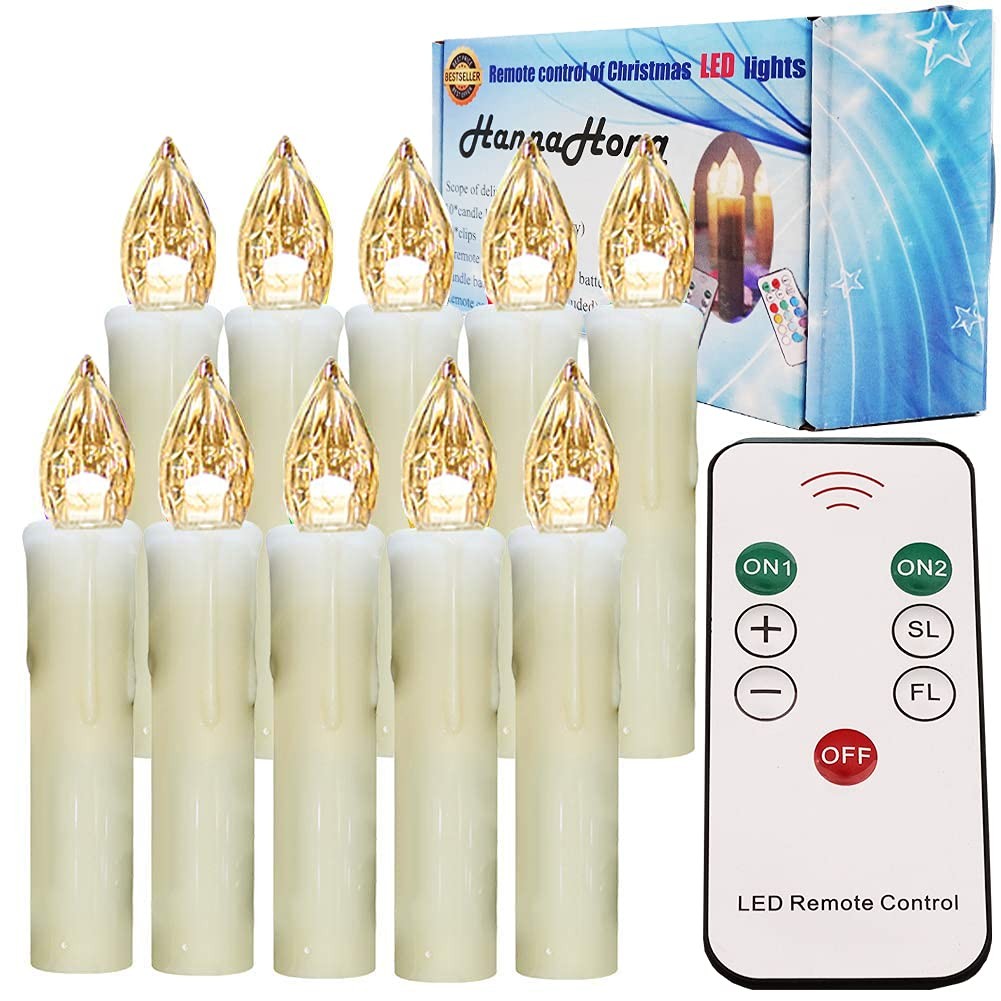 10 pcs LED Flameless Taper Candles with Remote,Small Mini Electric Dimmable F…