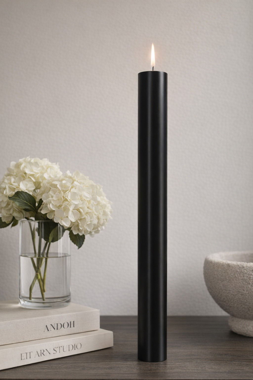 23″ Tall Black Pillar Candle 3″ Wide Handmade Extra Thick Architectural Decor