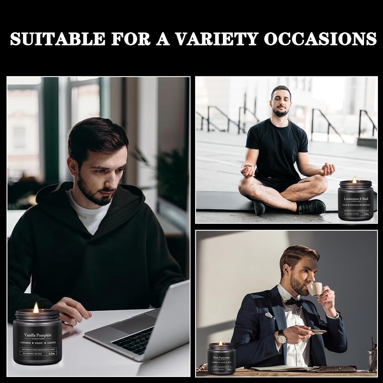 10 Pack Scented Candles for Men, Masculine Candle Gift Set with Woody & Fresh…