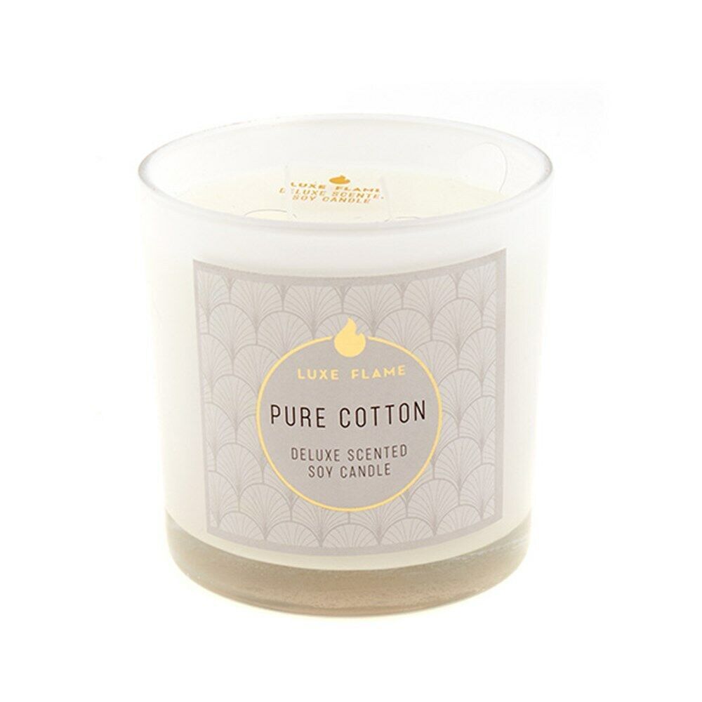 55 Hour Burn Time Candle Soy Scented Glass Jar Pure Cotton Medium Scent White