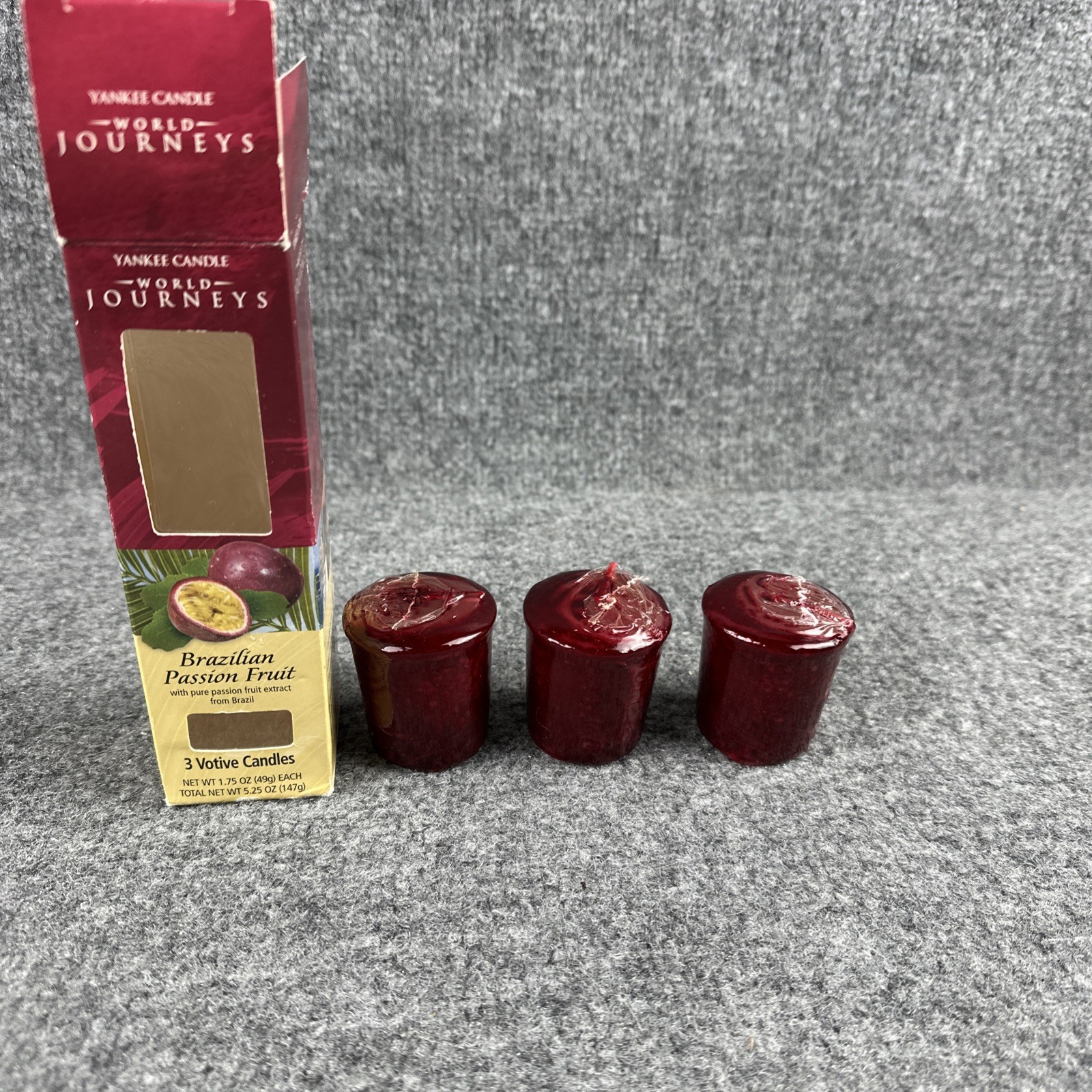 Yankee Candle World Journey Brazilian Passion Fruit 3 Pack Votive Candle RETIRED
