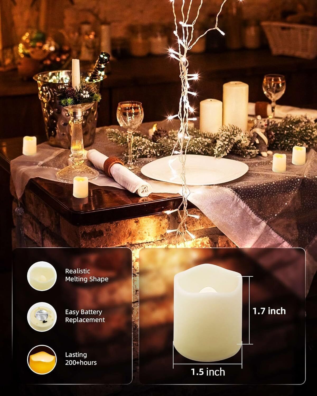 24pcs Flameless Votive Candles, Flameless Flickering Electric Fake Candle- 200hr