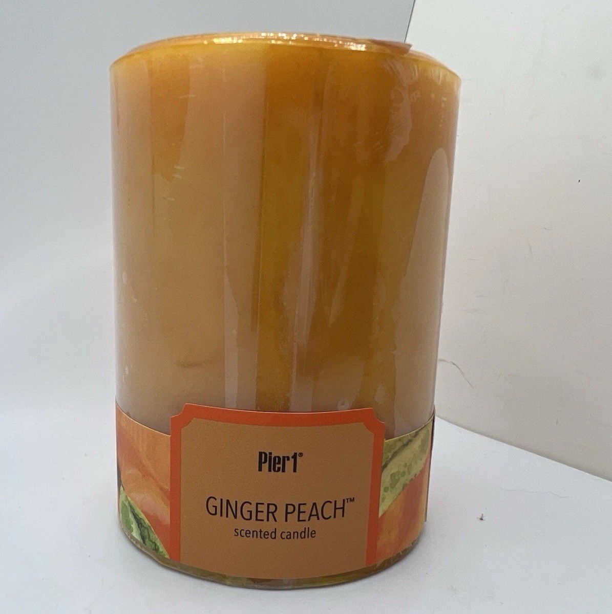 NEW Pier 1 Pillar Candle Ginger Peach Candle 3×4 Sealed Discontinued