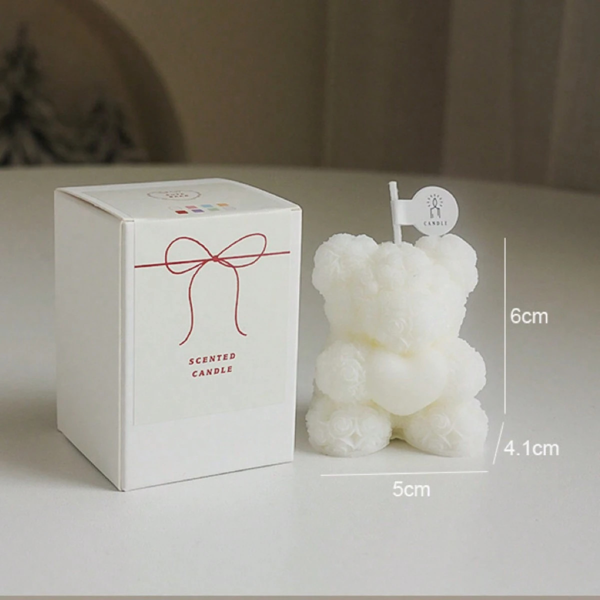 1pc Valentines Rose Bear Candle Aromatherapy Lovely Decoration Partner Hand Gift
