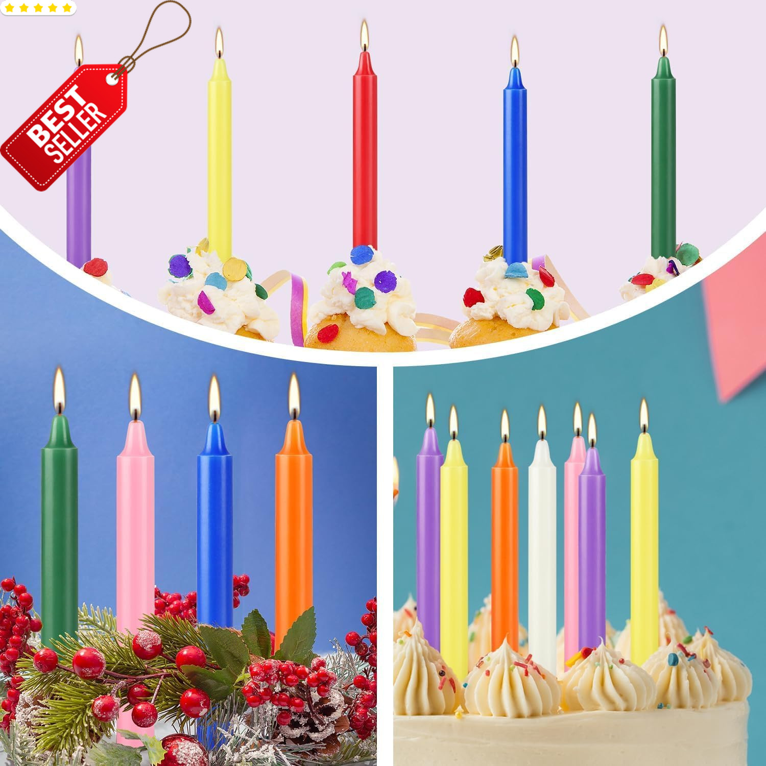 40 Pack Spell Chime Candles-4 Inch Multi-Colored Taper Candles Sticks-For Home D