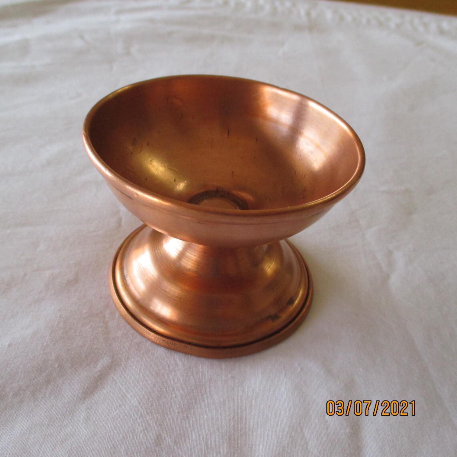 Copper DIYA Diva Butter Lamp Puja ARATI From INDIA HUGE Diya POOJA Prayer WIDE