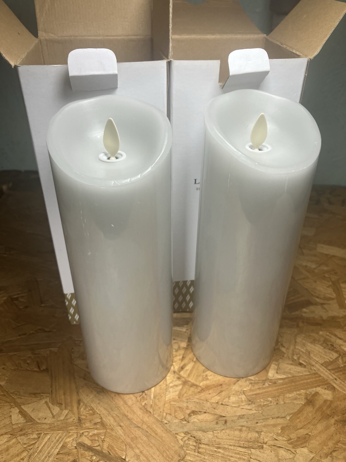 Luminara LU5401 Set of 6 Gray Assorted Pillars 3 sizes Grey – New in Box