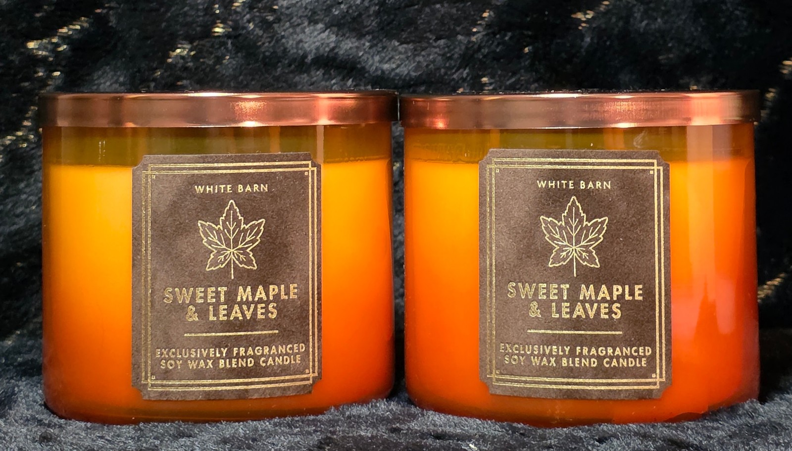 Bath & Body Works Sweet Maple & Leaves Three Wick Candles x2- NEW